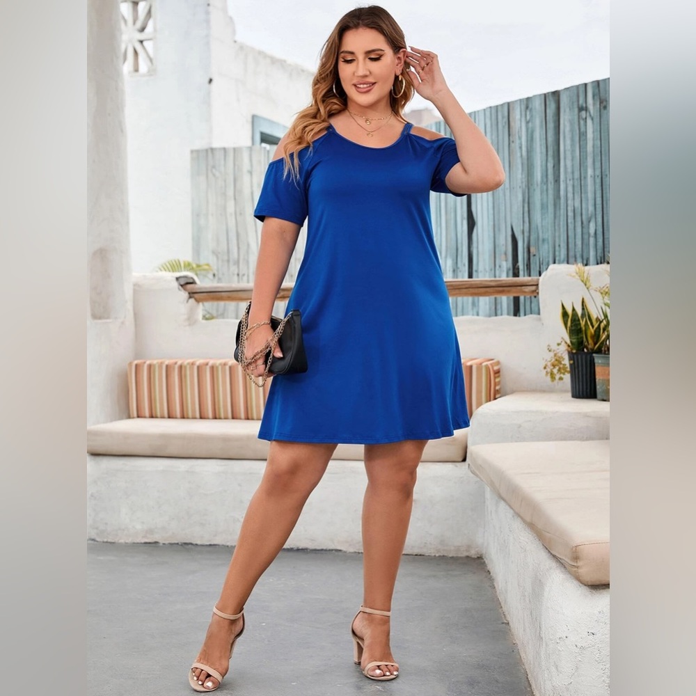 👗- BNWT GB royal blue cold shoulder dress size small